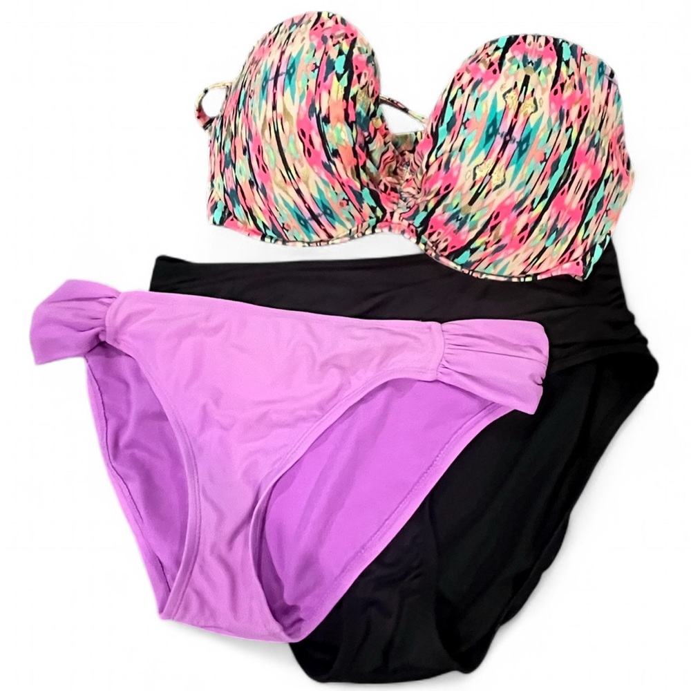 Shade & Shore Patterned Bikini Bra Top size 38DD, 36DDD 40D L/XL Back Tie